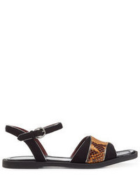 Marc by Marc Jacobs Embossed Leather And Suede Flat Sandals
