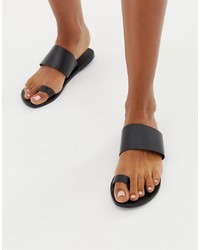 ASOS DESIGN Faro Leather Toe Loop Flat Sandals