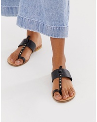 ASOS DESIGN Fellow Studded Leather Toe Loop Mules
