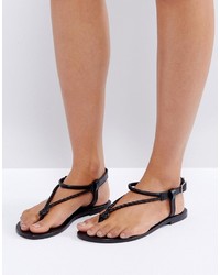Asos Fixation Plaited Leather Flat Sandals