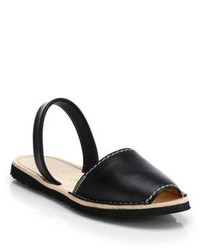 Prada Flat Leather Slingback Sandals