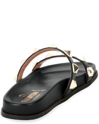 Valentino Garavani Rockstud Flat Leather Slide Sandal