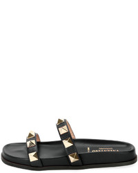 Valentino Garavani Rockstud Flat Leather Slide Sandal
