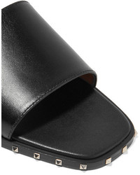 Valentino Garavani The Rockstud Leather Slides Black