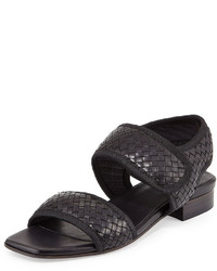 Sesto Meucci Gryta Woven Leather Flat Sandal Black