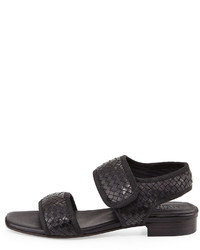 Sesto Meucci Gryta Woven Leather Flat Sandal Black