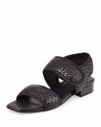 Sesto Meucci Gryta Woven Leather Flat Sandal Black