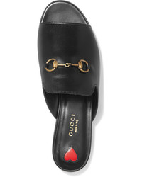 Gucci Horsebit Detailed Leather Slides Black
