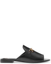 Gucci Horsebit Detailed Leather Slides Black