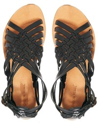London Rebel Interweave Leather Detail Flat Sandal