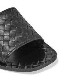 Bottega Veneta Intrecciato Leather Slides Black