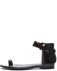 3.1 Phillip Lim Isabela Leather Flat Sandals In Black