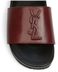 Saint Laurent Joan Logo Leather Slides