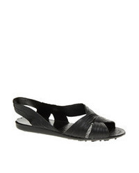 JuJu Fergie Black Slingback Flat Sandals