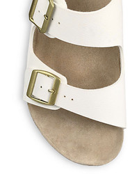 Sacai Leather Patent Leather Platform Slide Sandals