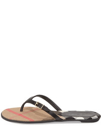 Burberry Meadow Leather Thong Sandal Black