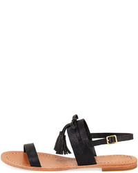 Kate Spade New York Carlita Flat Pebbled Leather Tassel Sandal