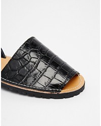 Park Lane Croc Leather Sling Flat Sandals