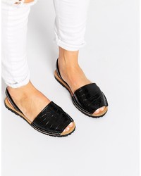 Park Lane Croc Leather Sling Flat Sandals