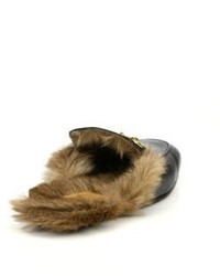 Gucci Princetown Leather Fur Loafer Slides