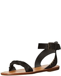 Soludos Braided Ankle Strap Leather Flat Sandal
