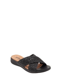 SoftWalk Tillman Leather Cross Slide Sandal