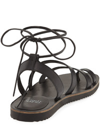 Eileen Fisher Wales Flat Lace Up Leather Sandal Black