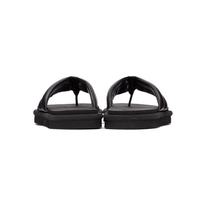 Dries Van Noten Black Leather Flip Flops, $625 | SSENSE | Lookastic