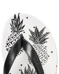 Dolce & Gabbana Pineapple Printed Leather Flip Flops