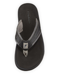 Tommy Bahama Sumatraa Leather Thong Flat Sandal Black