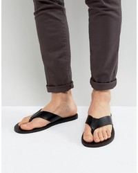 mens black leather flip flops