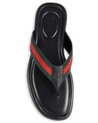 Gucci Titian Beach Web Leather Thong Sandals