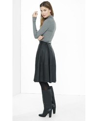 Black Leather Full Midi Skirt