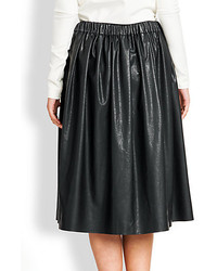 MSGM Faux Leather Full Midi Skirt