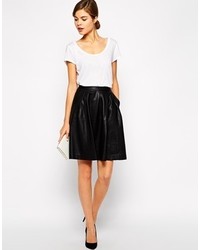 Warehouse Faux Leather Full Skirt Black