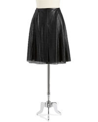 Calvin Klein Faux Leather Perforated Skater Skirt
