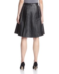 Gracia Faux Leather Pleated Midi Skirt
