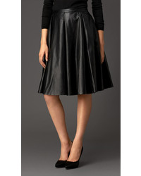 Burberry Gather Detail Leather Circle Skirt