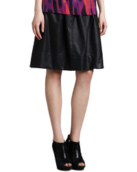Halston Heritage Mid Length Faux Leather Skirt Black