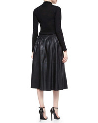 Armani Collezioni Leather Full Skirt Wtie Belt Black