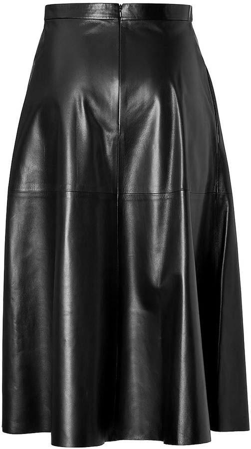 Valentino Leather Midi Skirt, $4,990 | STYLEBOP.com | Lookastic