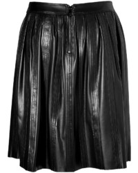 Burberry London Leather Stitched Skirt In Black