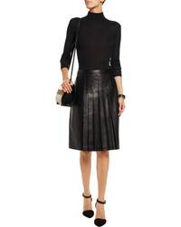 Michl Kors Collection Pleated Leather Skirt