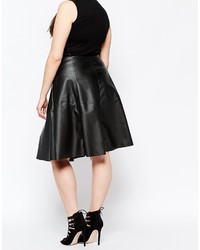 Missguided Plus Leather Look Midi Skater Skirt