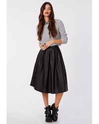 Missguided Rai Faux Leather Full Midi Skirt Black