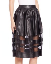 Alice + Olivia Misty Leather Midi Skirt