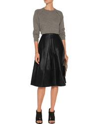 Tibi Pleated Leather Skirt