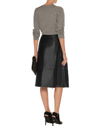Tibi Pleated Leather Skirt