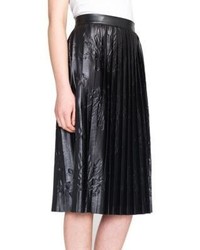 MSGM Pleated Printed Faux Leather Midi Skirt