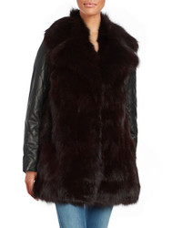 Black Leather Fur Coat